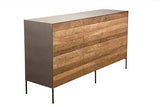 MACABANE Buffet 3 Portes Teck recyclé Pieds métal, 175x51x79
