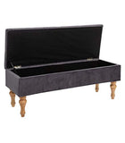 Atmosphera - 2 en 1 Banc et Coffre en Velours Gris H 41 cm Atelier d'hiver