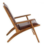 DENZZO - Fauteuil Confort Cuir Cognac et Bois