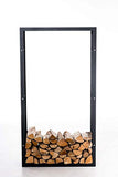 CLP Étagère Porte Bois De Cheminée KERI V3 I Porte-Bûches Moderne en Métal Noir Mat 25 x 60 x 100 cm