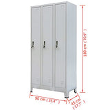 vidaXL Armoire à Casiers avec 3 Compartiments Rangement Acier 90x45x180 cm Gris