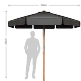 COSTWAY Parasol de Jardin Extérieur, Parasol Inclinable avec Lambrequin, 8 Baleines en Bois Blanc, Protection UV, pour Balcon/Jardin/Terrasse (Gris)