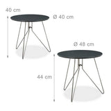 Relaxdays Table console table d'appoint canapé table basse gigogne lot de 2 design design moderne avec plateau rond en bois gris mat laqué diamètre 60 et 40 cm pieds en métal, gris mat