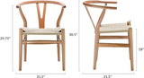 YAXANSIH Lot de 2 chaises de Salle à Manger, Cuisine, Style Wishbone en Poly et écorce (Couleur : Naturel)