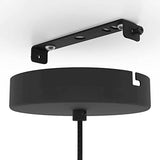 Eglo Suspension luminaire Surfleet, lustre au design nature pour salon et salle à manger, plafonnier à suspendre, lampe de plafond en lin beige, bois bambou et métal noir, douille E27