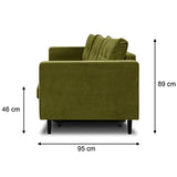 HOMIFAB Canapé 3 Places Convertibles en Velours Vert Olive - Collection Viktor