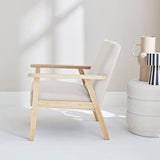 Alice's Home - Fauteuil scandinave en Bois et Tissu crème. Isak. L 64 x P 69.5 x H 73cm