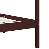 vidaXL Pin Massif Cadre de Lit à Baldaquin Lit Double Lit Adulte Lit Coffre Sommier à Lattes Chambre à Coucher Maison Intérieur Marron Foncé 160x200 cm