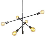 QAZQA sydney - Suspension Industriel - 6 lumière - Ø 75 cm - Noir - Rustique - Éclairage intérieur - Salon I Chambre I Cuisine I Salle à manger