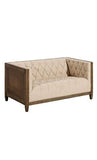 DENZZO - Canapé capitonné 2 Places Naturel Bois Tissu Beige Cube