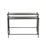 Tousmesmeubles Duo de Consoles Métal/Verre Noir - Nice - L 125 x l 38 x H 82 - Neuf