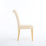 The Home Garden Store Lot de 6 Premium Tissu Lin Chaises de Salle à Manger défilement Haut Dossier Crème