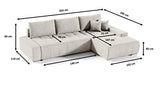 Tendencio Canapé d'angle Convertible MELUTI avec Coffre de Rangement et lit (Beige)