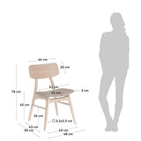 Kave Home - Chaise Selia en Bois d'hévéa Massif et placage de chêne avec revêtement Gris Clair