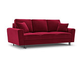 MICADONI - Canapé Convertible Moghan - 3 Places - Velours - Rouge