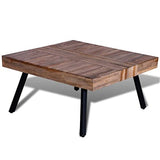 vidaXL Table Basse Carrée Teck Recyclé Table de Canapé Table de Salon Séjour