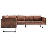 vidaXL Canapé d'angle Sofa de Salon Canapé de Bureau Sofa de Salle de Séjour Meuble de Maison Intérieur Confortable Similicuir Daim Marron