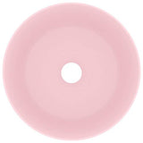 vidaXL Lavabo Rond de Luxe Vasque à Poser de Toilette Lave-mains de Salle de Bain Vestiaire Cuisine Maison Intérieur Rose Mat 40x15 cm Céramique