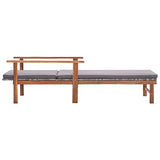 vidaXL Chaise Longue et Coussin Jardin Bain de Soleil de Patio Transat de Terrasse Extérieur Piscine Résine Tressée Gris Bois d'Acacia