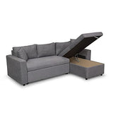 Loungitude - Canapé d'angle réversible, convertible en microfibre avec coffre - Gris - 3 Places