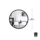 Umbra Hub Miroir Mural Rond Avec Cadre En Caoutchouc Pour Salon, Salle De Bain, Chambre, Entrée et Bien Plus Encore, Noir, 61cm 1008243-040