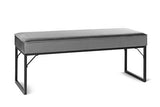 LIFA LIVING Banc Bout de Lit Gris, Banquette Capitonnée Velours Elegant avec Base en Métal Noir, Banquette Salon Design Ottoman Ultra Doux, Banc 120 cm