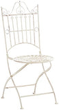 CLP Chaise De Jardin Pliante Sadao I Chaise D'Extérieur en Fer Forgé avec Hauteur D'Assise 44 cm I Chaise Design pour Terrasse Ou Balcon, Couleur:crème Antique