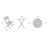 Vanage - Table Bistro avec chaises - Table et chaises pliantes - Salon de jardin 3 pièces - Parfait pour Balcon, Terasse et Jardin - Design intemporel et Couleur actuelle