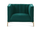 Deco In Paris Fauteuil Moderne en Velours Vert Pieds doré Roby