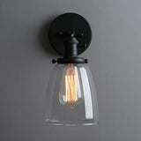 Phansthy Vintage Style Appliques Murales Abat-Jour En Verre Clair, Edison Applique Murale Industrielle E27 Luminaires Intérieur Loft Bar Cuisine Lampe Éclairage (Noir)