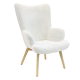 HOME DECO FACTORY Helsinki Imitation Fourrure Mobilier Assise Canape Fauteuil Confort Accoudoir Siege Salon Salle A Manger, Textile-Polyester, Blanc, 65 x 74 x 100