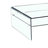 Meubletmoi Table Basse Verre trempé - Design carré avec étagère vitrée - Style Salon Moderne épuré - Ice