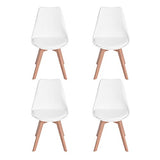 H.J WeDoo Lot de 4 chaises de Salle à Manger scandinaves, Chaises Rétro Bois de hêtre Massif- Blanc