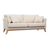 Miliboo Canapé scandinave déhoussable 3 Places en Tissu Beige et Bois Clair Oslo