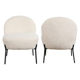 Happy Garden Chaise HELMI, Fauteuil d'appoint, Tissu Bouclette écru, Effet Peau de Mouton, piétement en métal