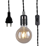 SHINY STAR Suspension noire avec plug-in - Style vintage - Kit E27 - Câble torsadé tressé de 4500 mm - Avec interrupteur d'arrêt 81904BPG