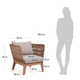 Kave Home - Fauteuil Belleny Beige avec accoudoirs et Structure en Bois Massif d'eucalyptus pour Usage intérieur et extérieur