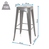 hjh OFFICE 645014 Tabouret de Bar VANTAGGIO High Métal Bleu Clair, Tabouret Industriel Haut, empilable