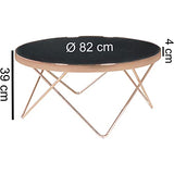 FineBuy Design Table Verre métal ø 82 cm Noir/Cuivre | Table du canapé Moderne | Table Basse en Verre Table | Table de Salon Rond