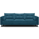 HOMIFAB Canapé 3 Places Convertibles en Velours Bleu Canard - Viktor