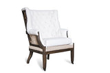 Fauteuil Baroque Cambridge - Bois Massif, Produit atypique, Finition patinée | Design capitonné pour Un Style bohème élégant - Blanc Creme (L64 x H104 x P64 cm)