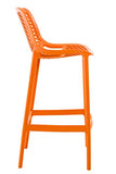 CLP Lot De 2 Tabourets de Bar Air en Plastique I Chaise Haute Intérieur Extérieur avec Dossier Et Repos-Pieds, Couleur:Orange
