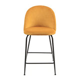 Meubletmoi Lot de 2 chaises/tabourets de Bar en Velours Jaune avec piètement en métal Noir et Repose-Pieds - Moderne Chic - FARA