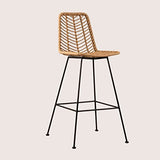 SKLUM Tabouret Haut en Rotin Synthétique Naturel Gouda Naturel Noir ↑75 cm