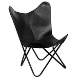 vidaXL Chaise Papillon Cuir Véritable Marron Fauteuil Salon Chambre Maison