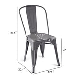 Amazon Basics Lot de 4 chaises de salle à manger en métal - Gris foncé