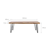 WOMO-DESIGN Table Basse pour Salon - 110 x 60 x 39 cm - en Bois d`Accacia Massif Naturel - Pieds en Epingle à Cheveux en Métal Noir - Design Moderne - Table d'Appoint pour Salon - Fait à Main