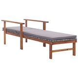vidaXL Chaise Longue et Coussin Jardin Bain de Soleil de Patio Transat de Terrasse Extérieur Piscine Résine Tressée Gris Bois d'Acacia