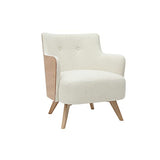 Miliboo Fauteuil scandinave en Tissu Effet Laine bouclée et Bois VALMY