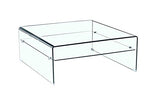 Meubletmoi Table Basse Verre trempé - Design carré avec étagère vitrée - Style Salon Moderne épuré - Ice